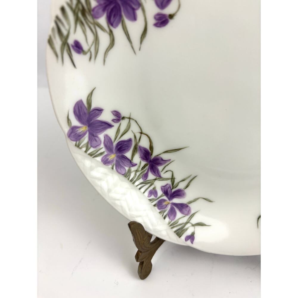 Antique H & C Haviland Limoges France 7.5" Purple Floral Porcelain Plate - Picture 7 of 14